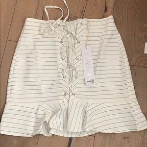 White and black striped skirt